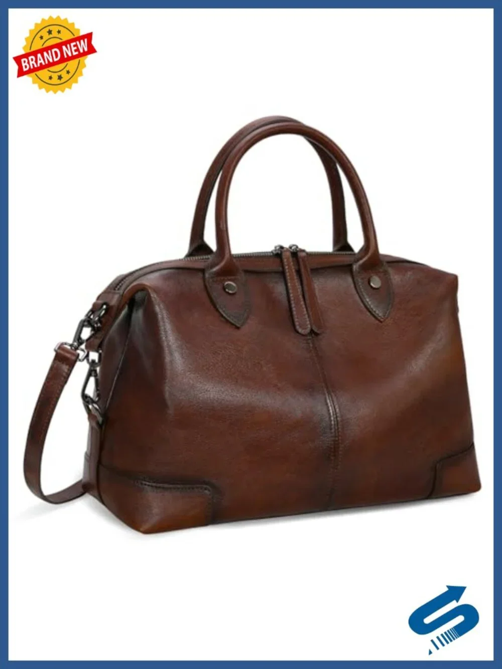Genuine Leather Satchel Tote Bag Large Capacity Top Handle Handbag Vintage